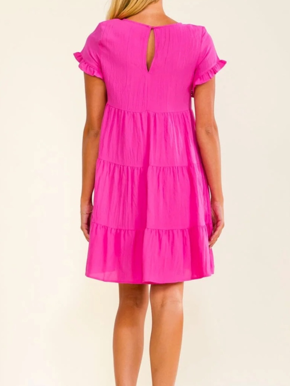 Short Sleeve Tiered Ruffle Flowy Tunic Dress - Picture 8 of 8
